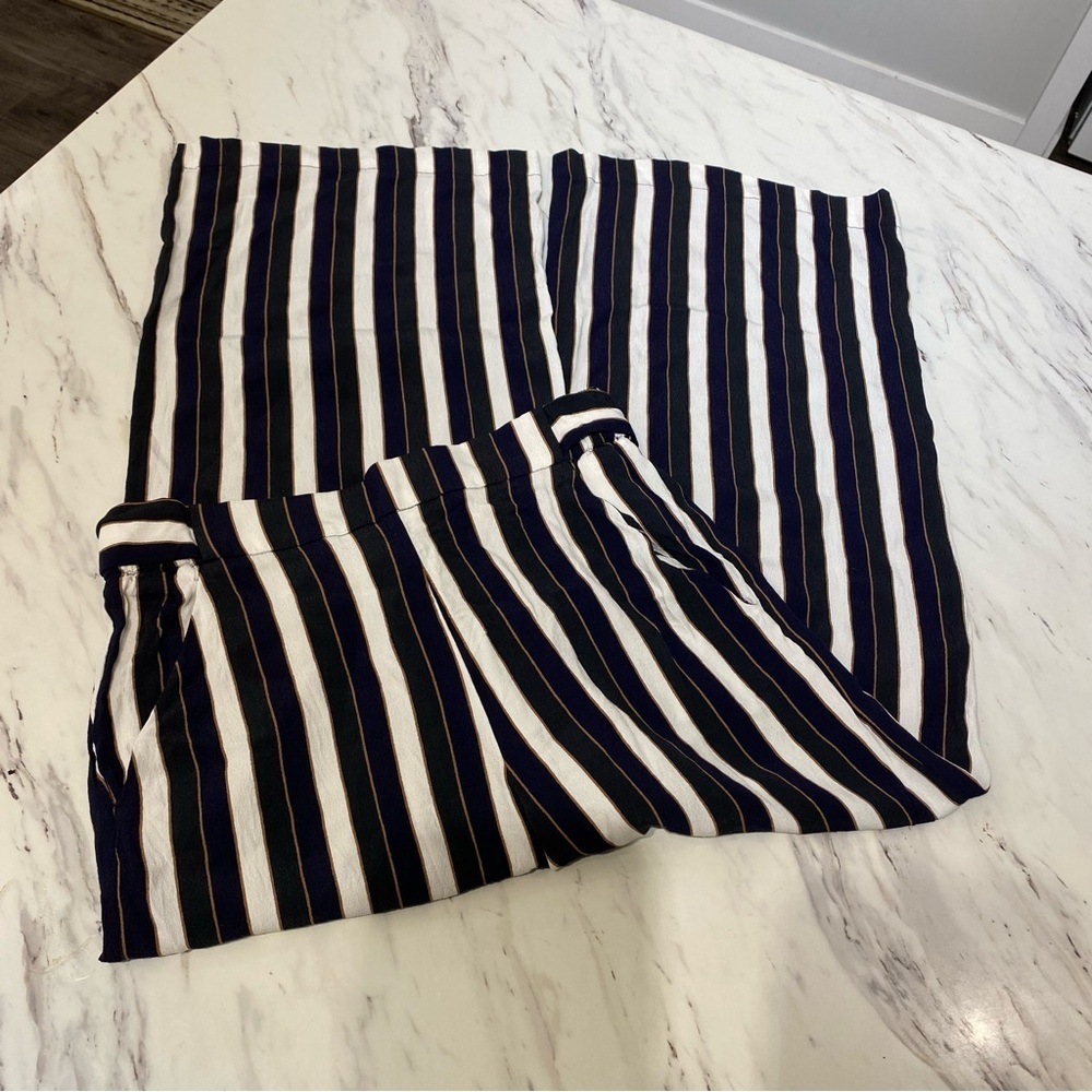 Wilfred Faun pants high - rise cropped flowy leg striped waist tie - Picture 8 of 12